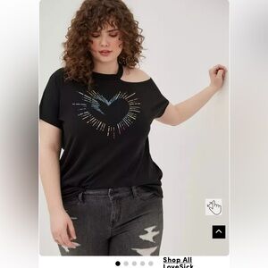 Torrid Lovesick Rainbow Pride Heart Cotton Tee Size 1